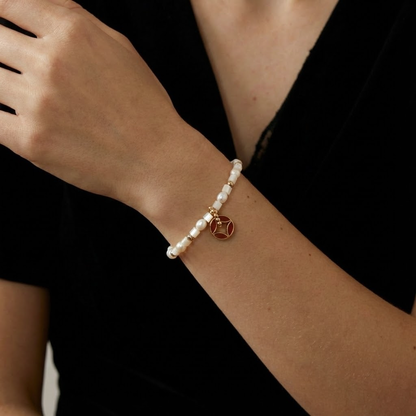 Coin Pendant Pearl Bracelet