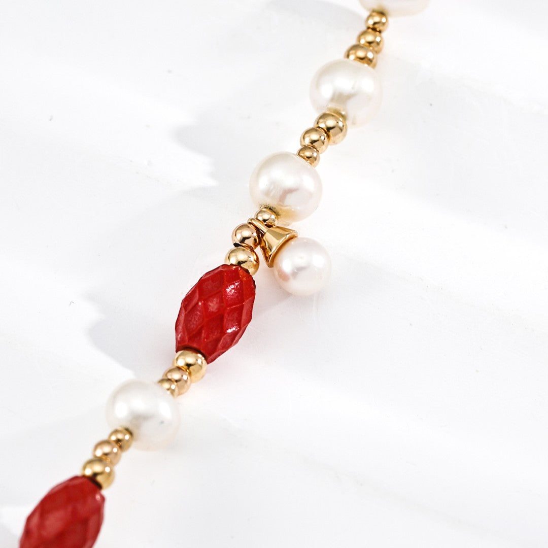 Cinnabar ＆ Pearl Bracelet