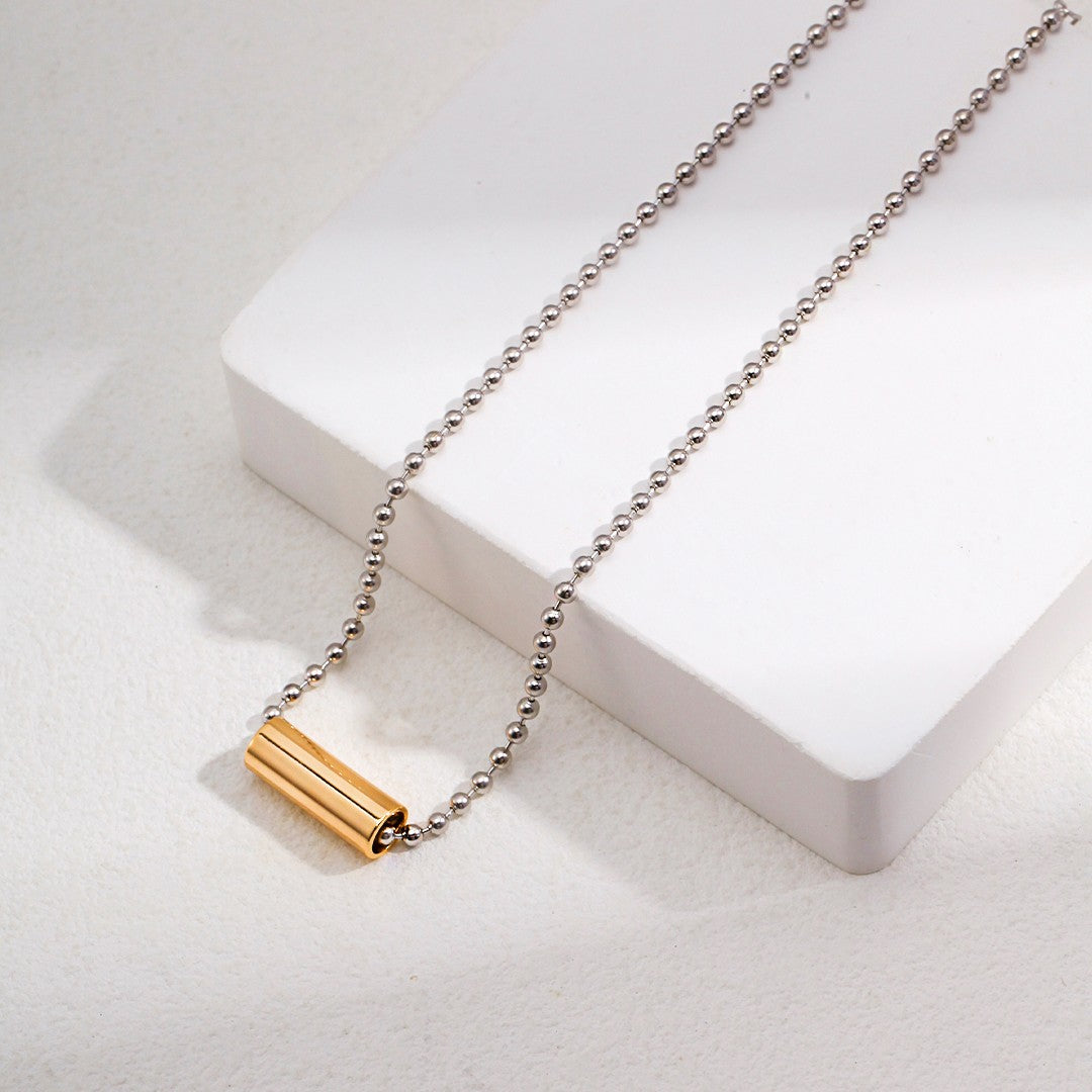 Geometric pendant silver necklace