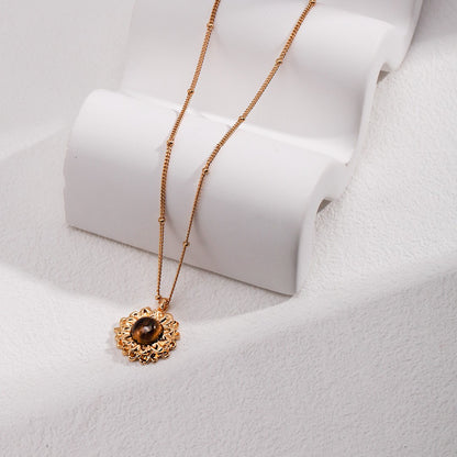 Tiger-Eye Stone Pendant Necklace Ⅳ