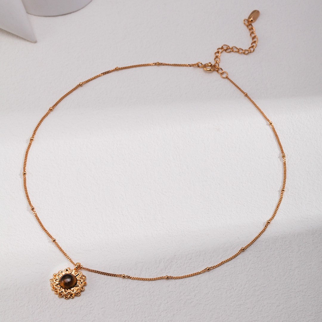 Tiger-Eye Stone Pendant Necklace Ⅳ
