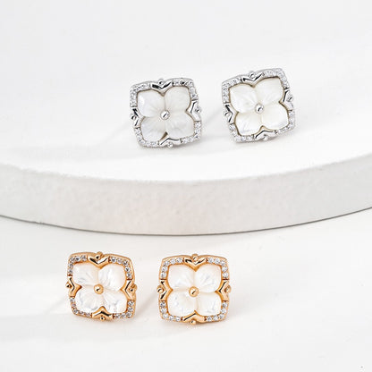 Four-Leaf Clover Shell Earrings