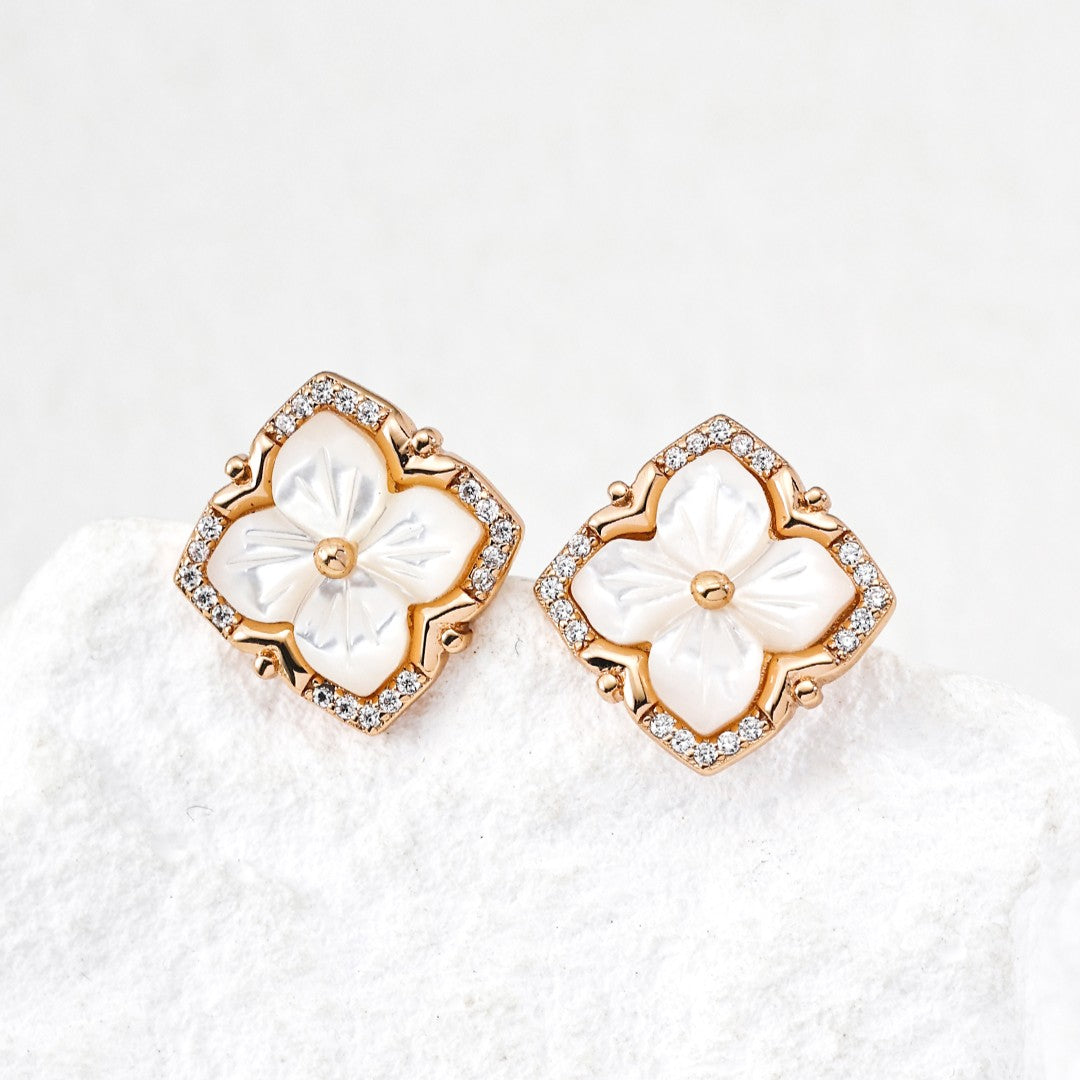 Four-Leaf Clover Shell Earrings