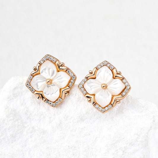 Four-Leaf Clover Shell Earrings