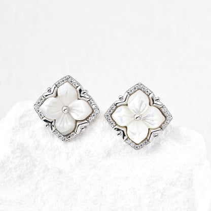 Four-Leaf Clover Shell Earrings