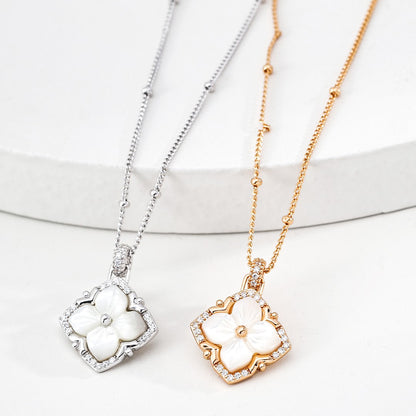 Four-Leaf Clover Shell Pendant Necklace
