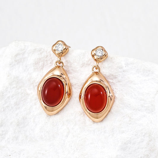 Mother-Of-Pearl/Red Agate Earrings