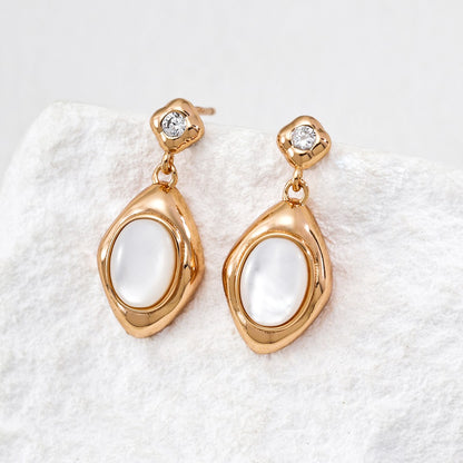 Mother-Of-Pearl/Red Agate Earrings