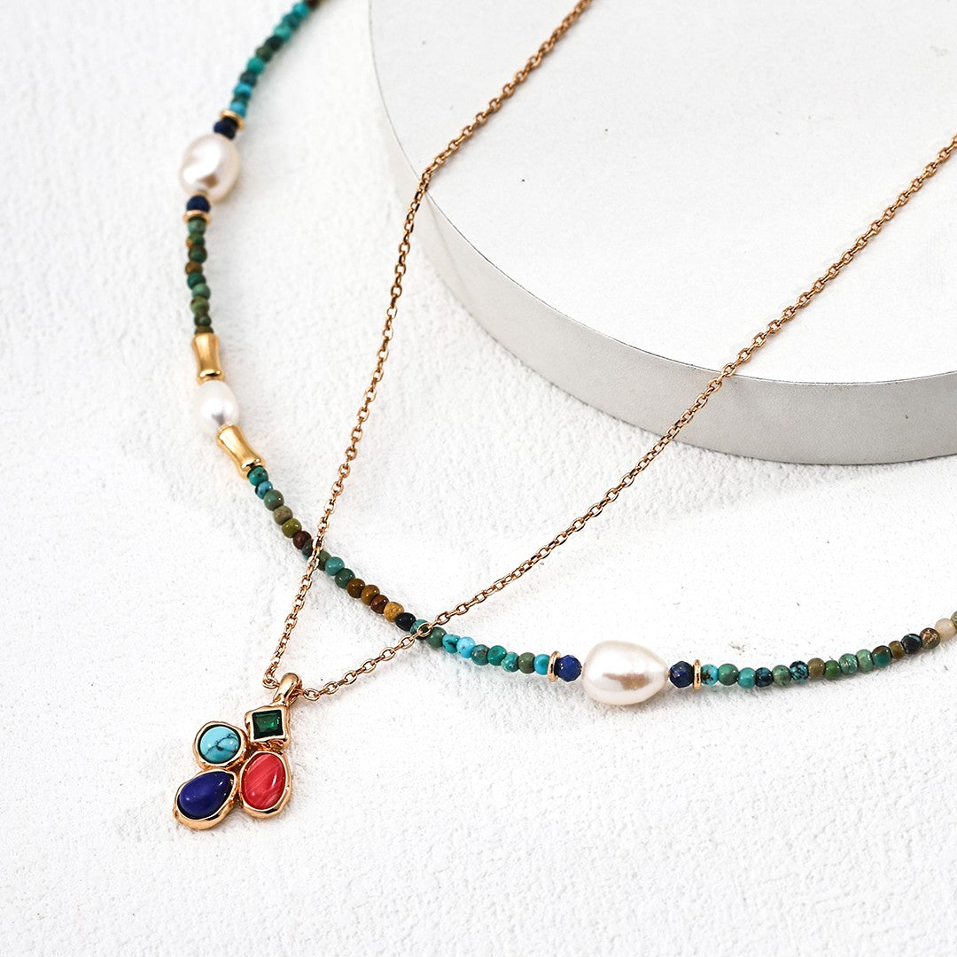 Multi Gemstone Pendant Necklace