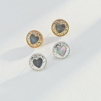 Heart Shaped Shell Inlaid Earrings