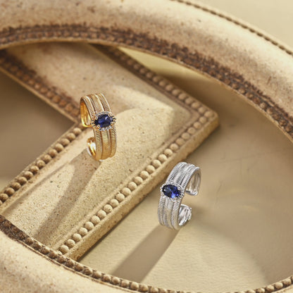 Synthetic Zircon Inlaid Ring Ⅰ