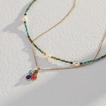Multi Gemstone Pendant Necklace