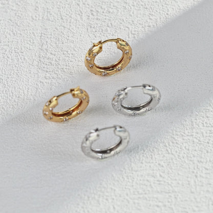 Zircon Inlaid Hoop Earrings