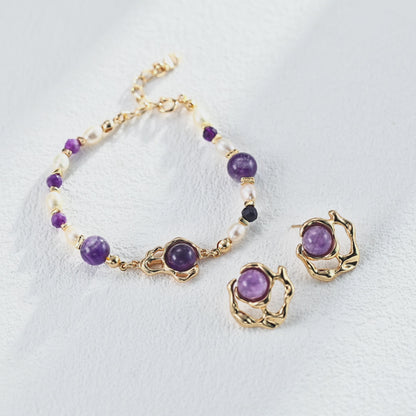 Amethyst＆Pearl Jewelry Set